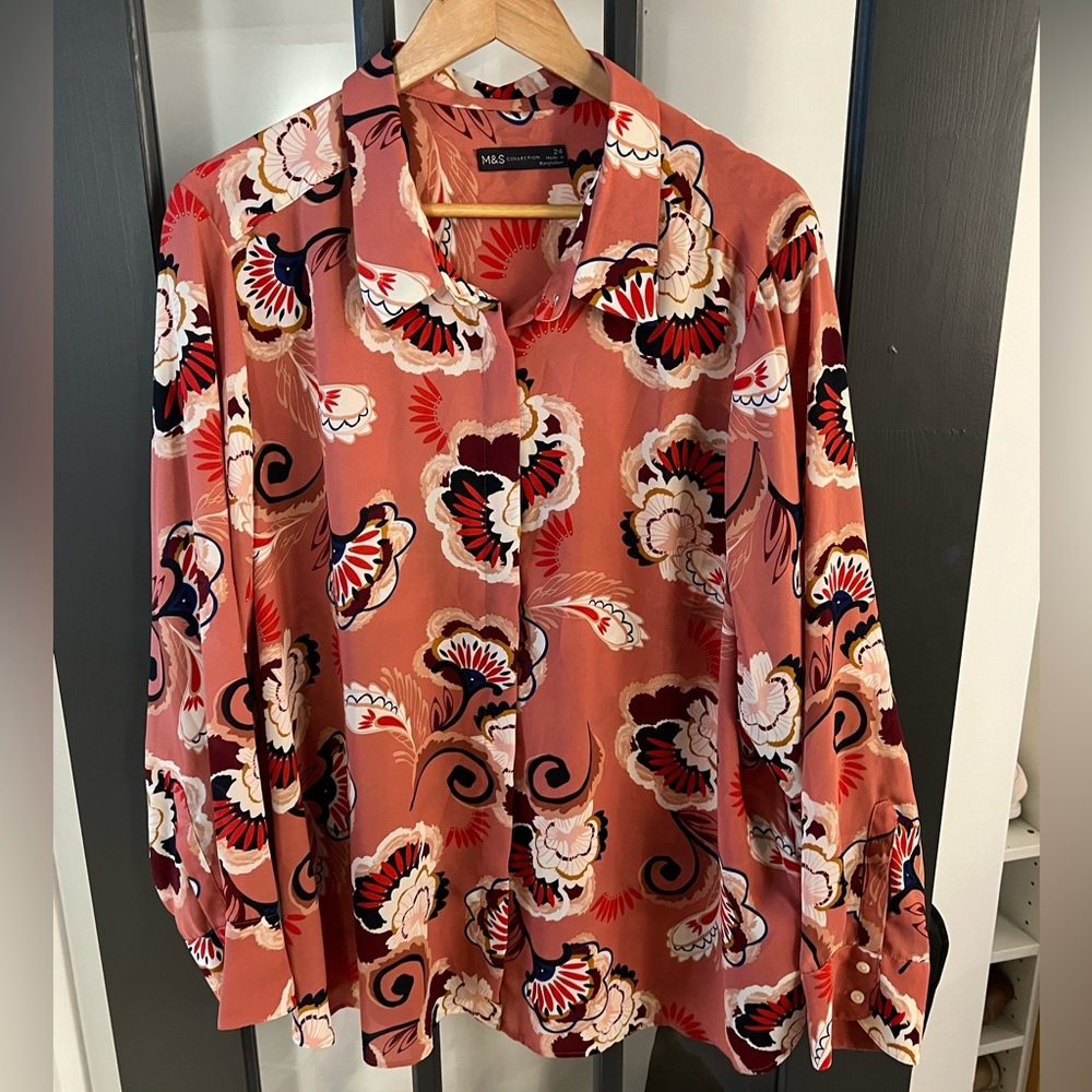 Marks and Spencer Plus Size Print Blouse, UK 24 (fits US 20)